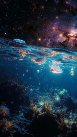 The Astral Deep: Glowing Jellyfish & Cosmic Skies